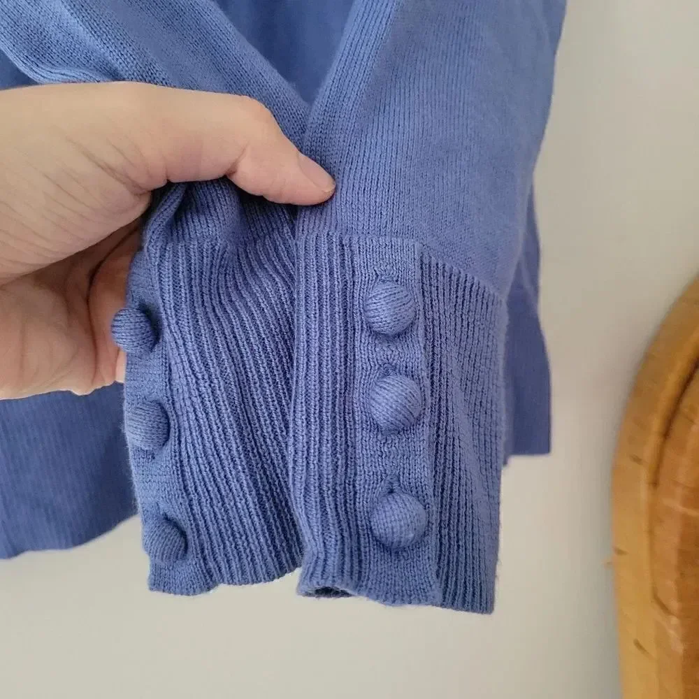 Talbots Pure Merino Wool Cowl Neck Sweater Periwinkle Blue XS Long Sleeve